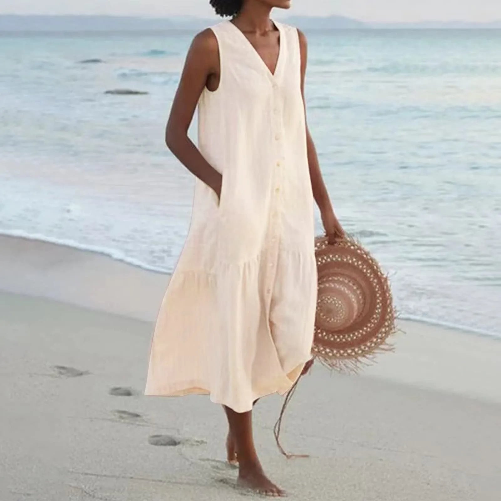 Senna | Women's V-Neck Midi Summer Dress
