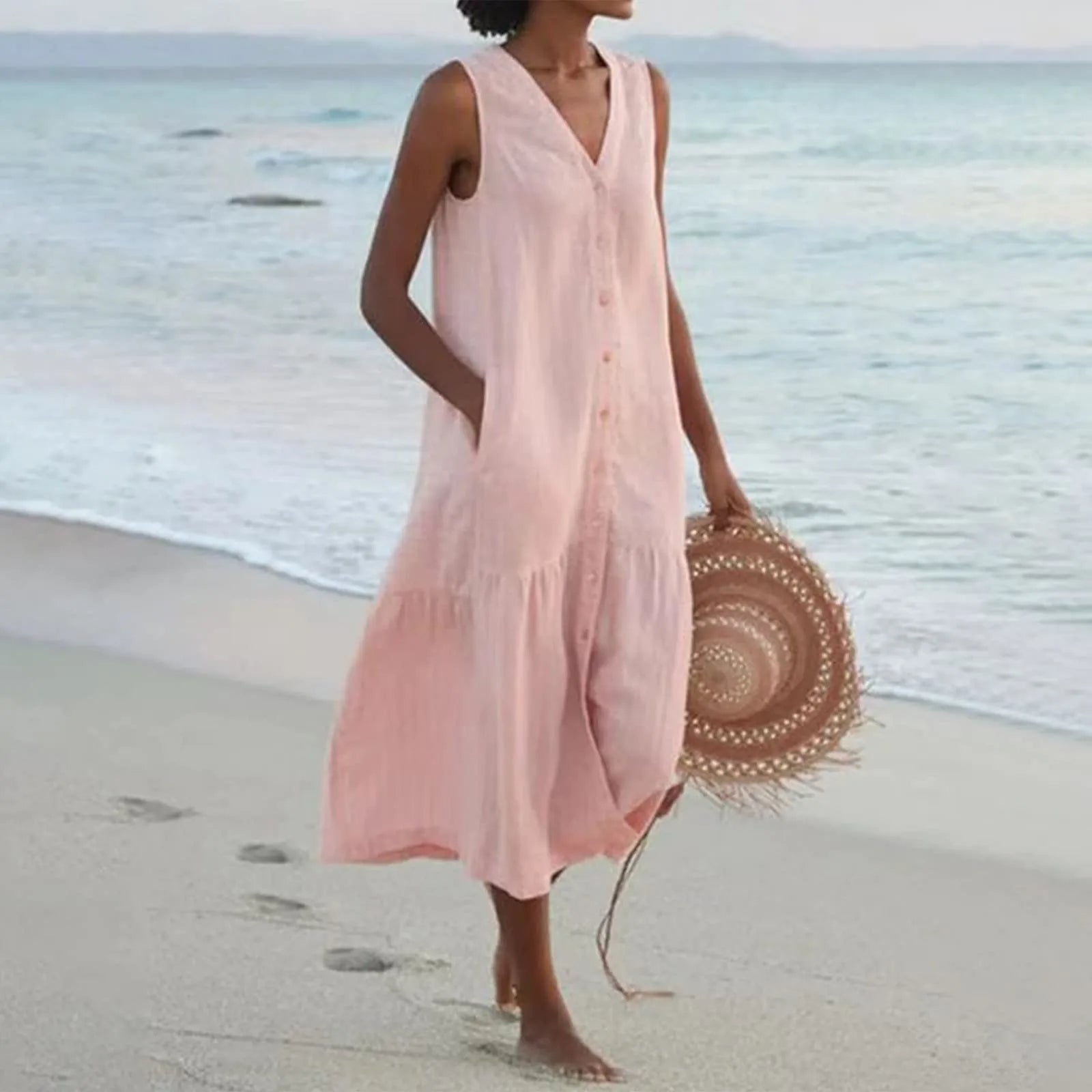 Senna | Women's V-Neck Midi Summer Dress