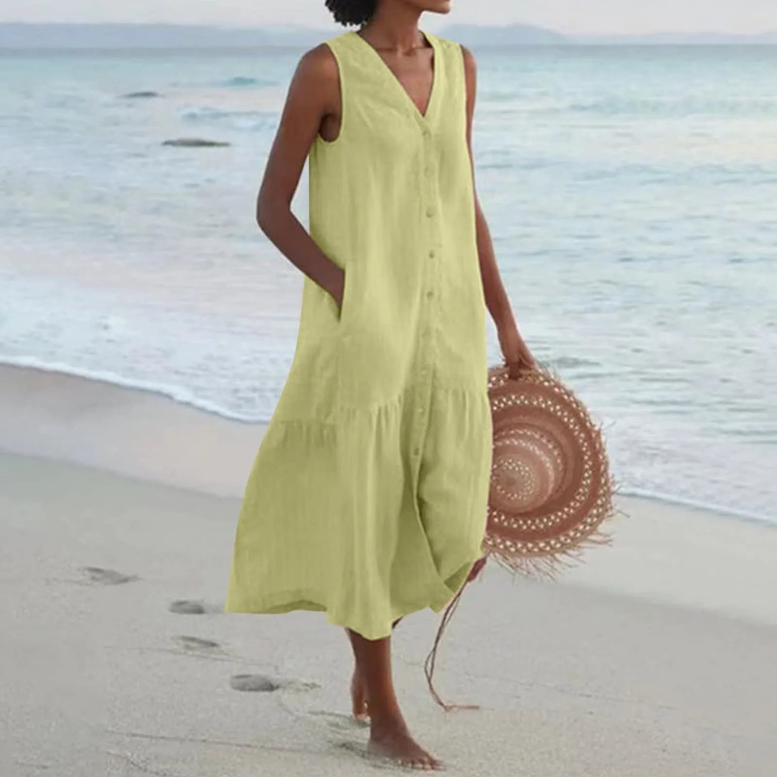 Senna | Women's V-Neck Midi Summer Dress