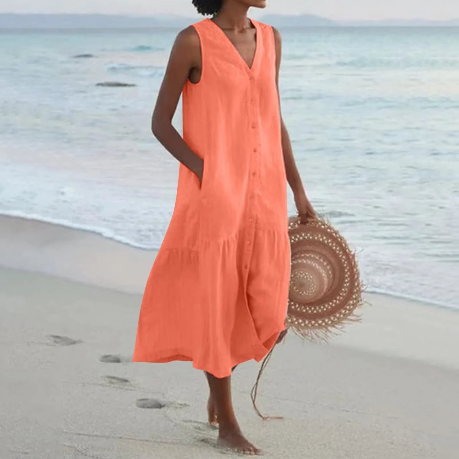Senna | Women's V-Neck Midi Summer Dress