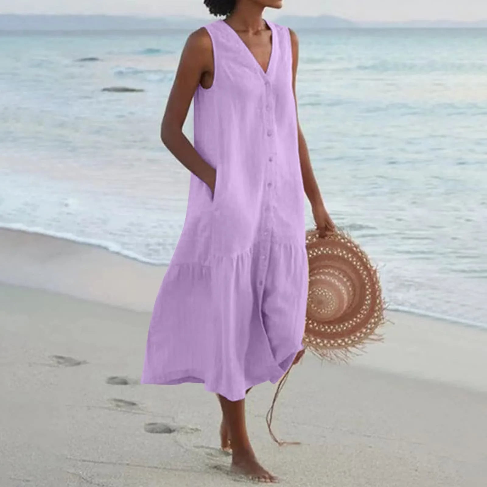 Senna | Women's V-Neck Midi Summer Dress