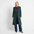 Tailored Emerald Green Double-Breasted Wool Blend Coat