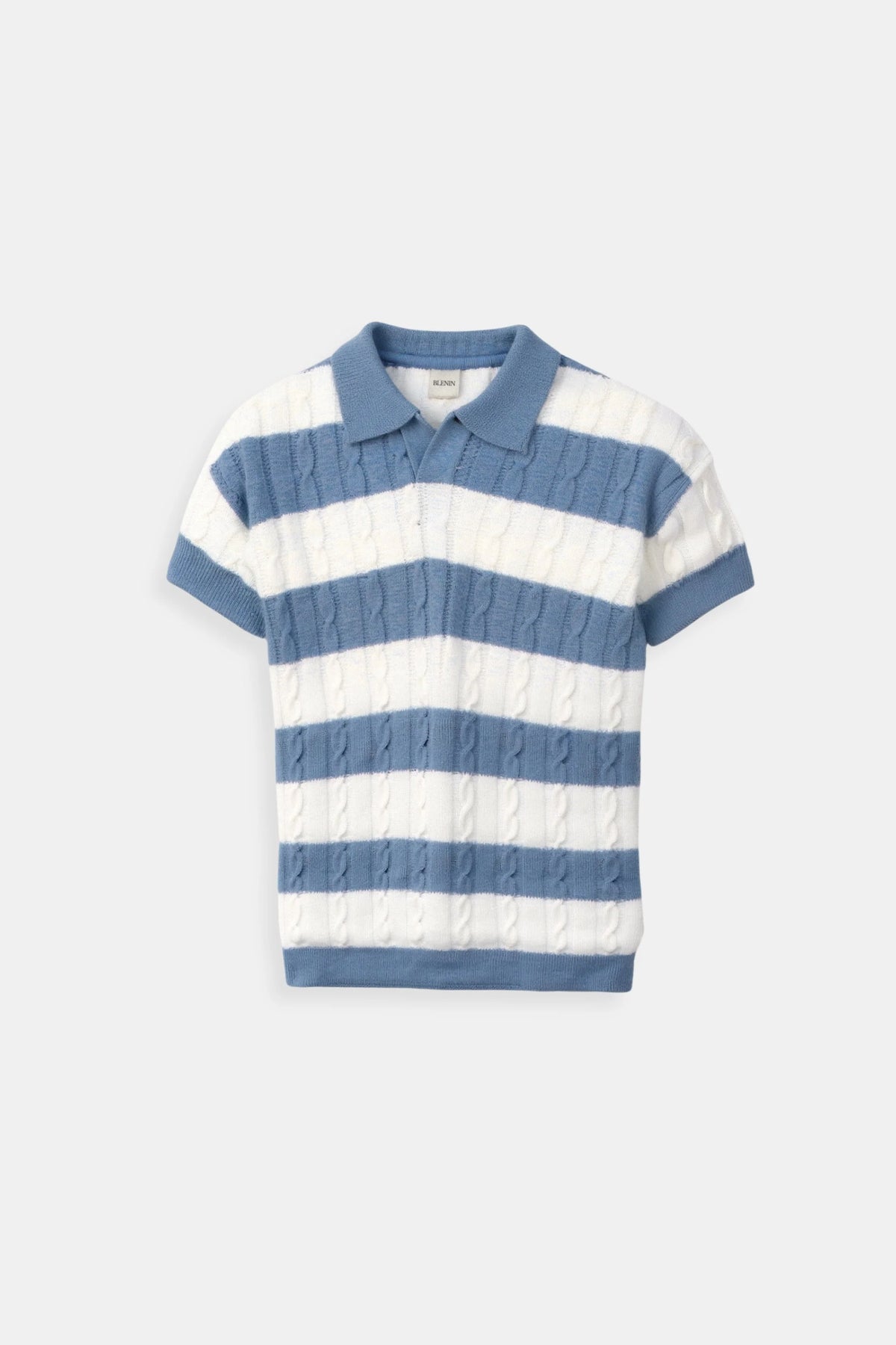 Textured Striped Knit Polo Shirt for Men 0