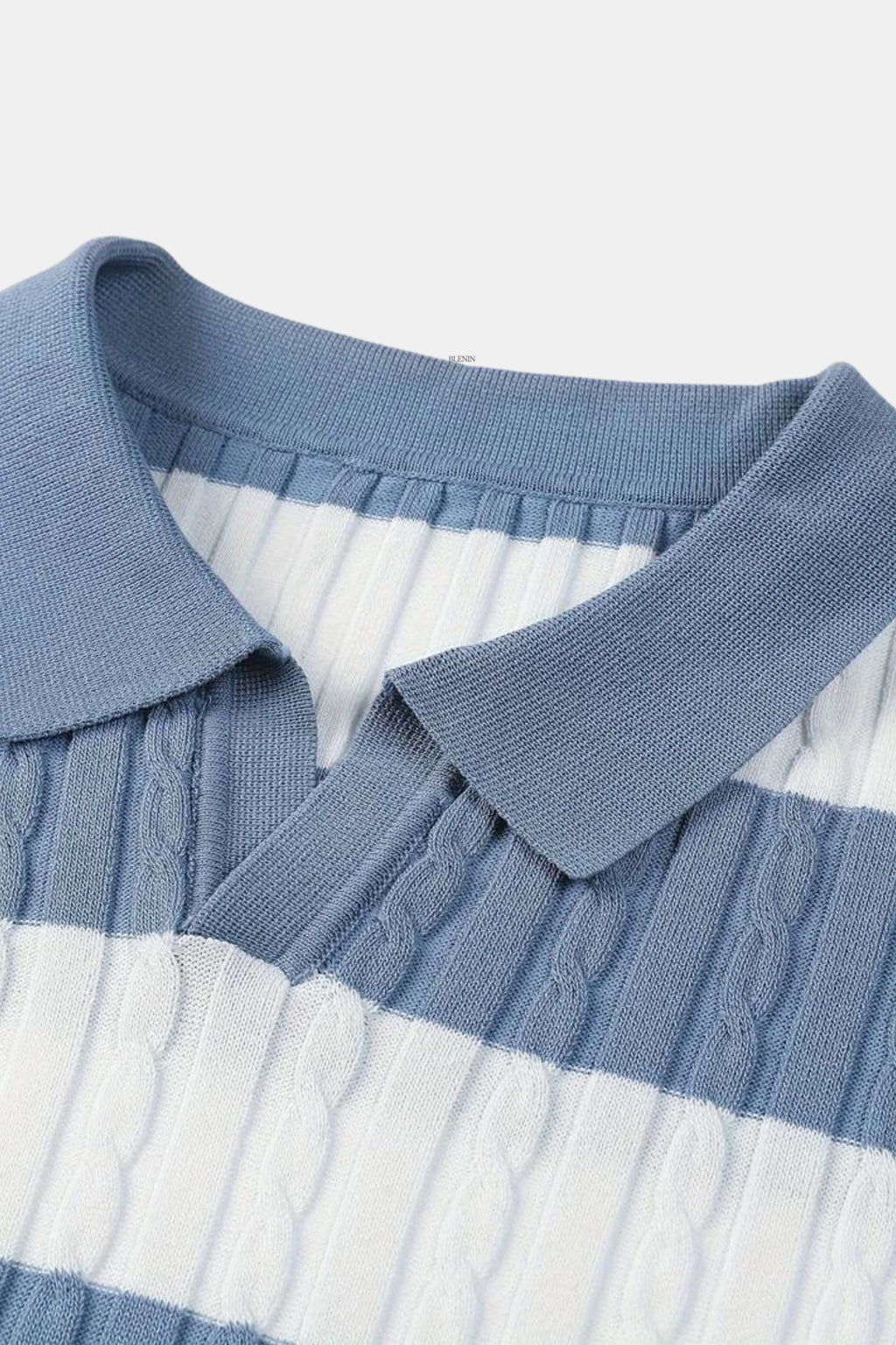 Textured Striped Knit Polo Shirt for Men 2