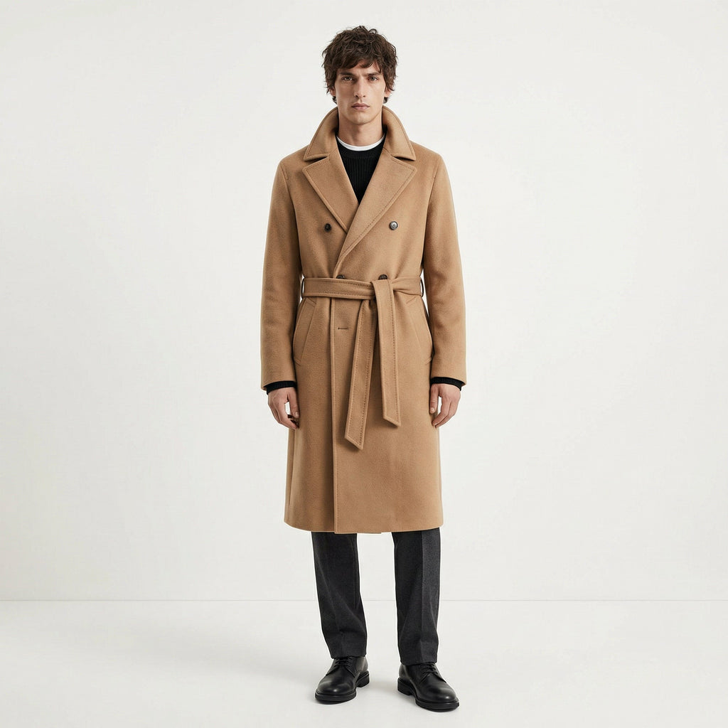 The Savile Camel Belted Coat – 100% Italian Cashmere