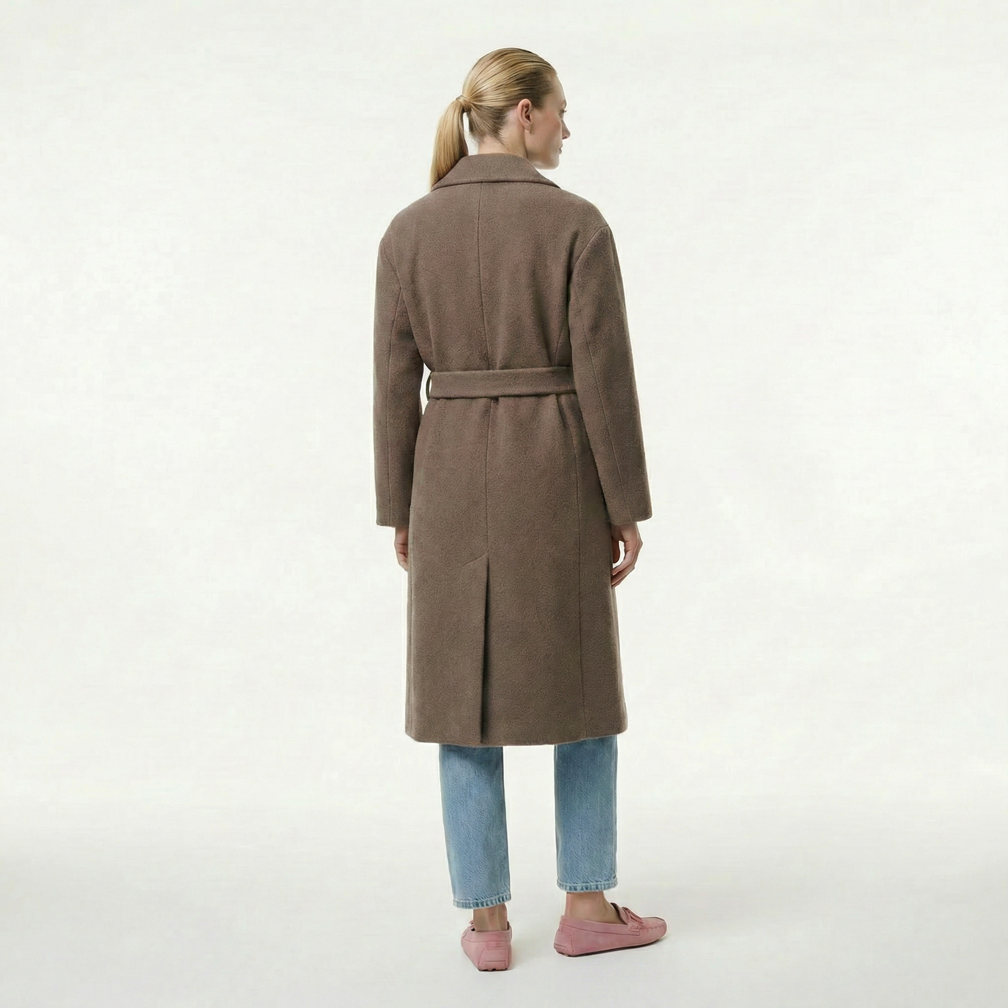 The Sloane | 100% Boiled Wool High-Collar Maxi Coat - Cocoa