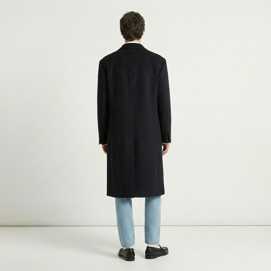The Visconti | Black 100% Pure Italian Cashmere Double-Breasted Overcoat