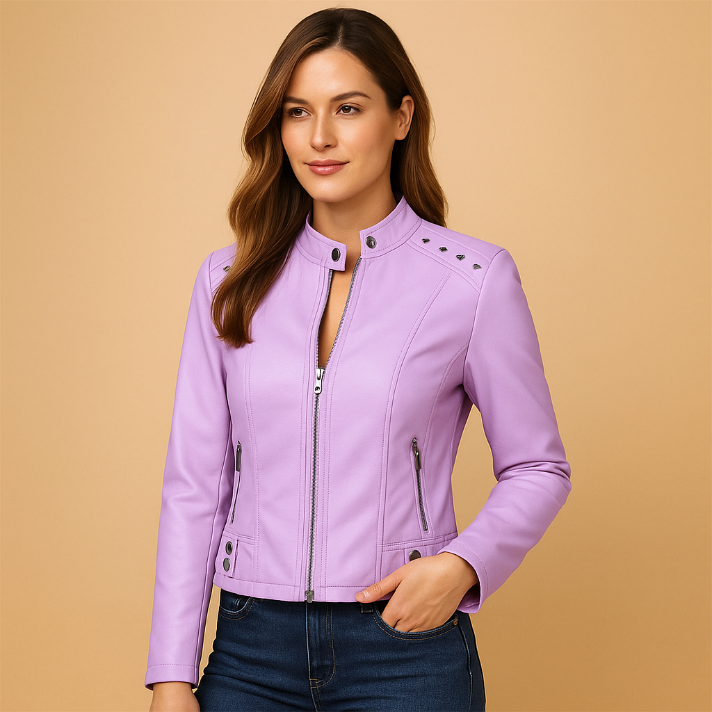 Biker Jacket with Stand Collar
