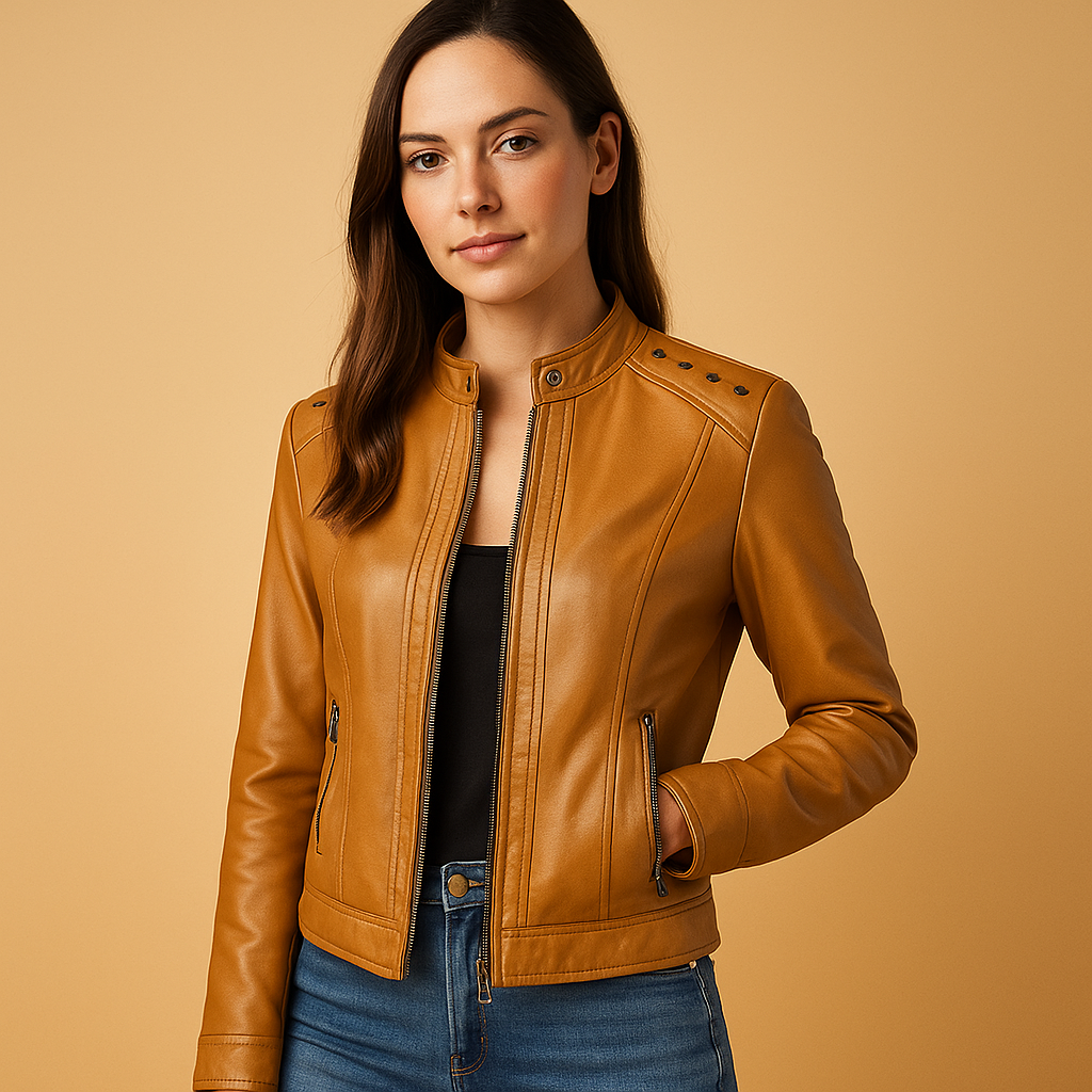 Biker Jacket with Stand Collar