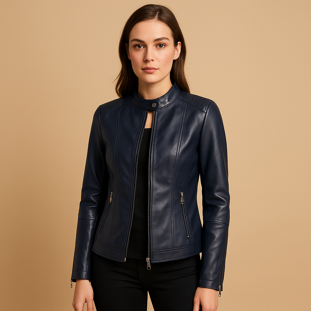 Biker Jacket with Zip and Collar