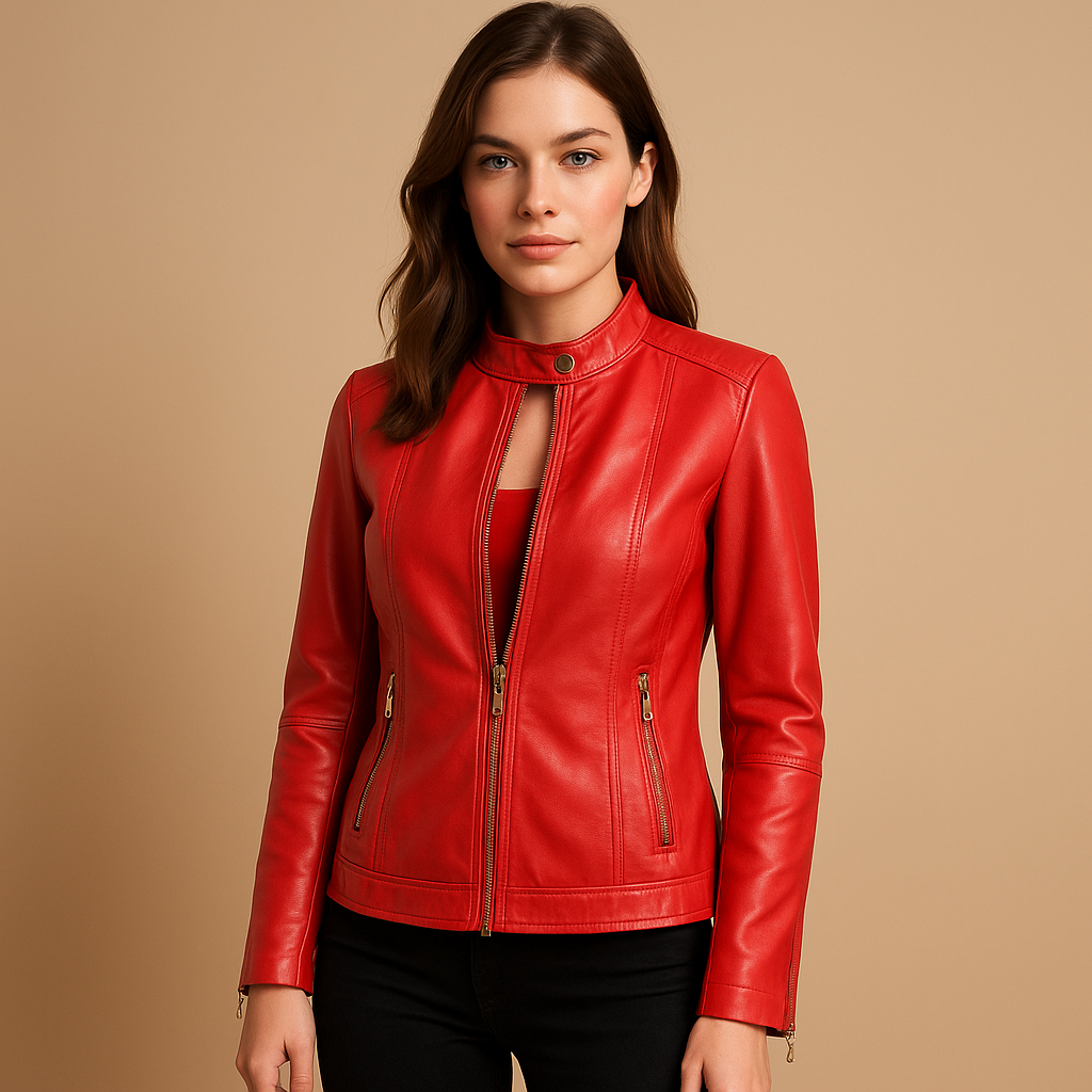 Biker Jacket with Zip and Collar
