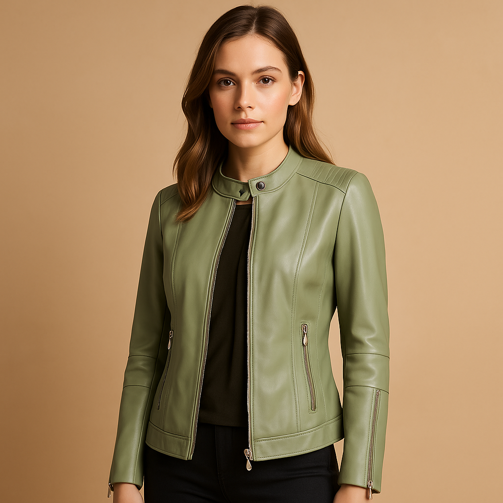 Biker Jacket with Zip and Collar