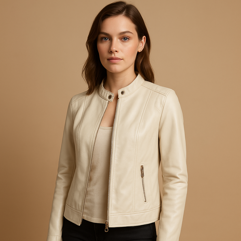 Biker Jacket with Zip and Collar