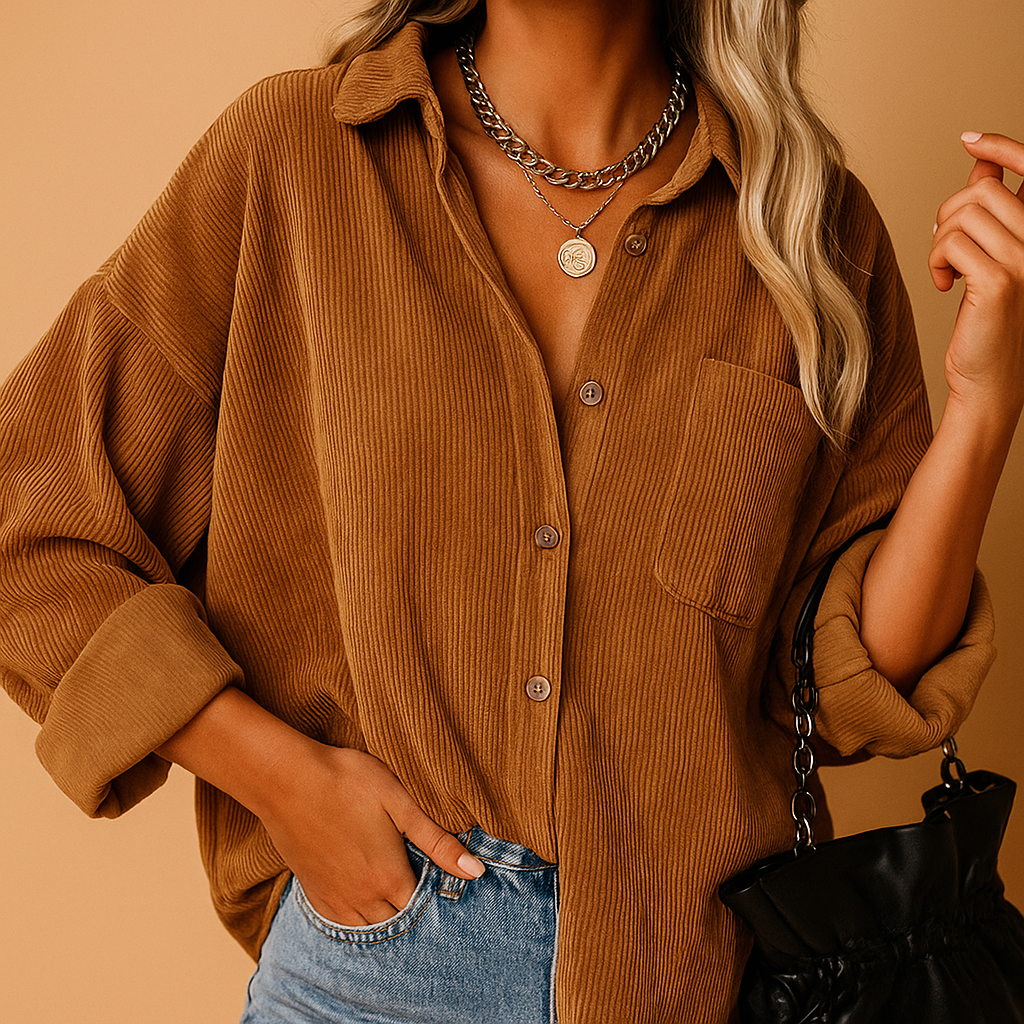 Corduroy Jacket with Ribbed Knit Details