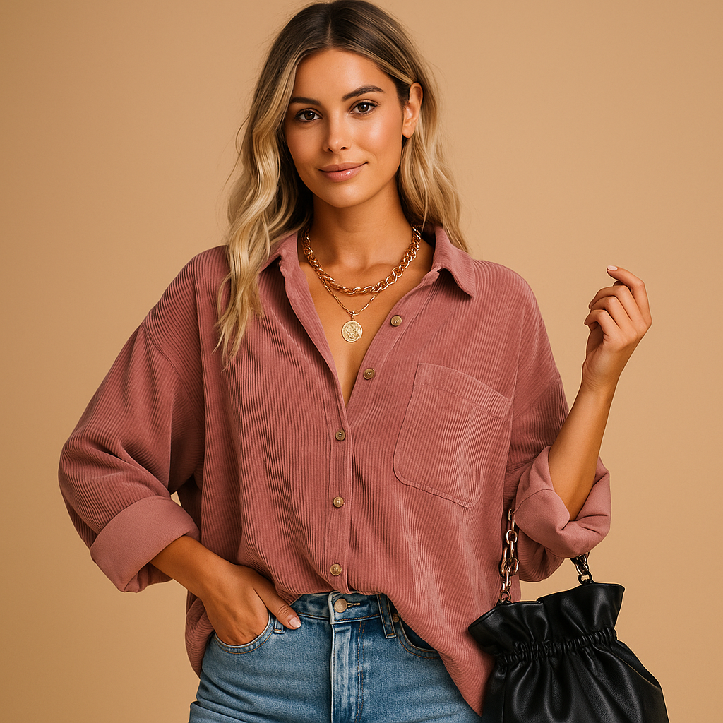 Corduroy Jacket with Ribbed Knit Details