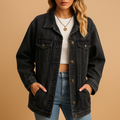 Lined Denim Jacket with Button Front