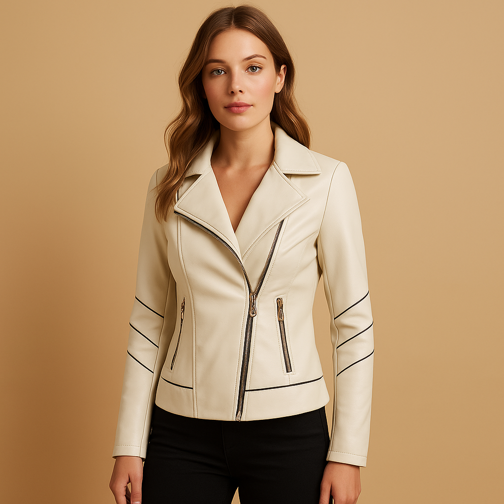 Jacket with Asymmetric Zip and Lapel Collar