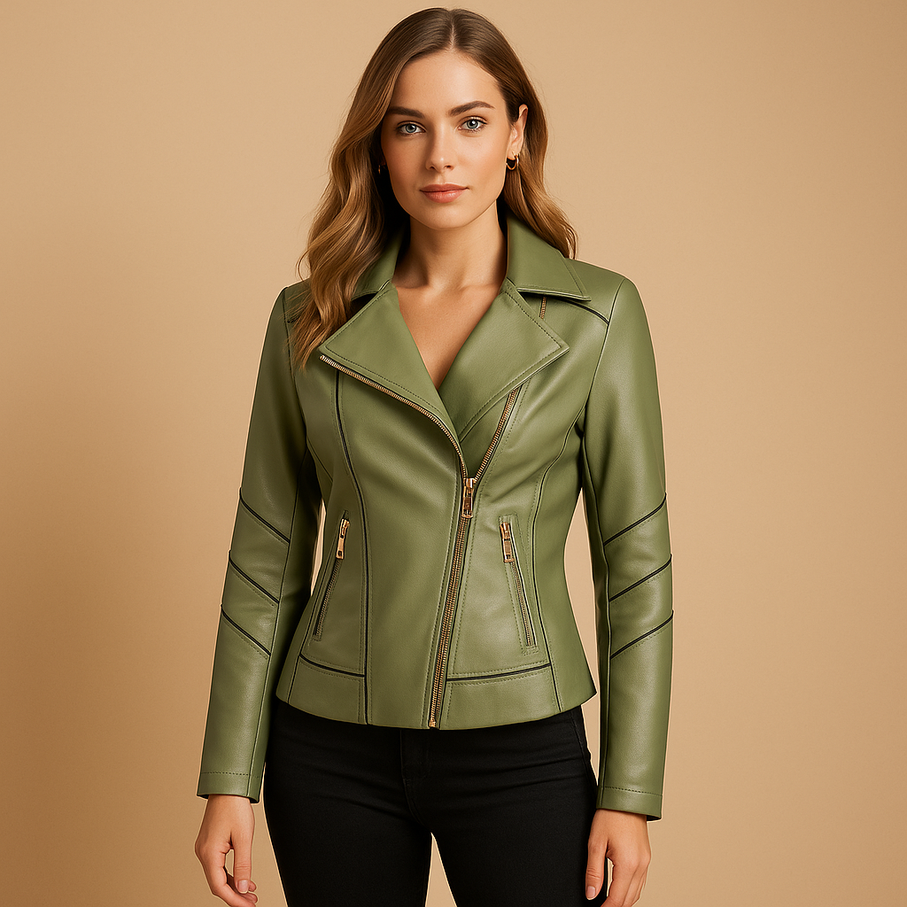 Jacket with Asymmetric Zip and Lapel Collar