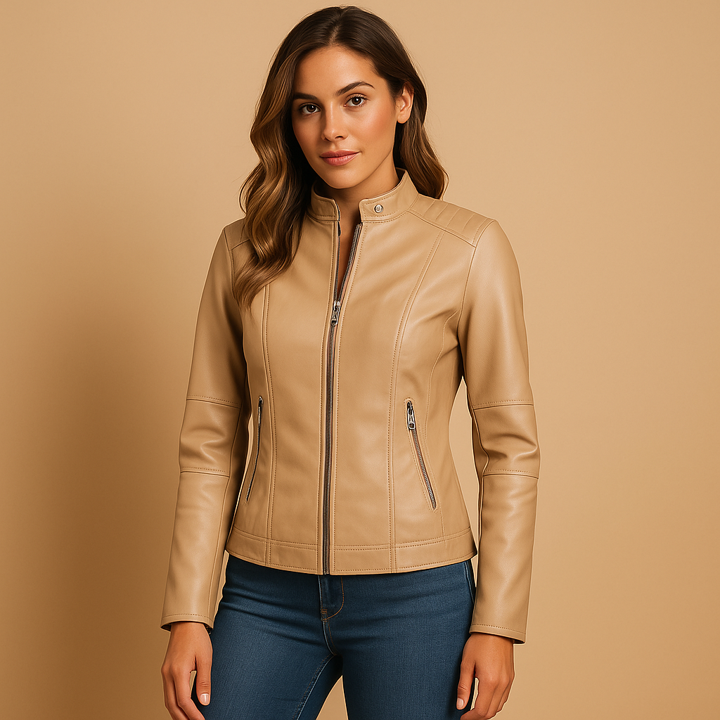 Zip-Up Jacket with Press Stud Collar