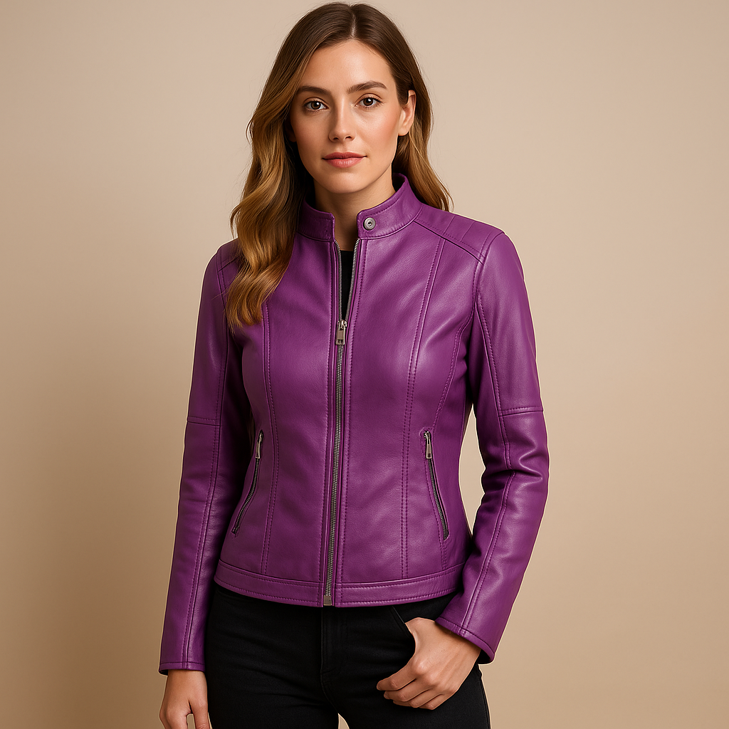 Zip-Up Jacket with Press Stud Collar