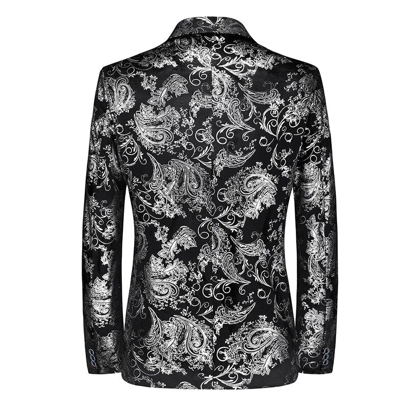 Men's Silver Print Blazer | Slim Fit Jacket