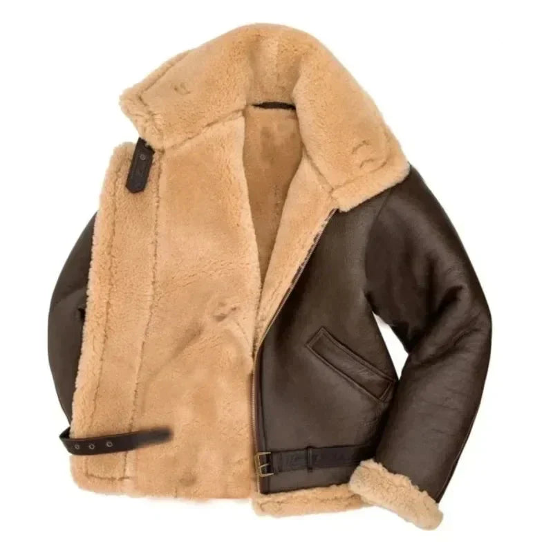 Men's Leather Aviator Jacket | Classic Style with Sherpa Lining