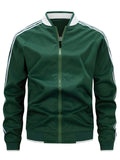 Men's Lightweight Sports Jacket | Baseball Collar & Striped Sleeves