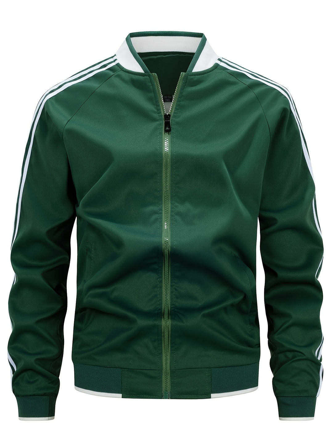 Men's Lightweight Sports Jacket | Baseball Collar & Striped Sleeves