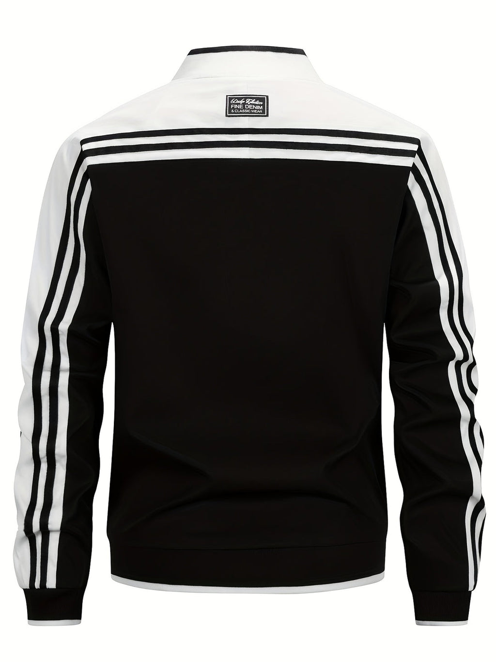 Men's Lightweight Sports Jacket | Baseball Collar & Striped Sleeves