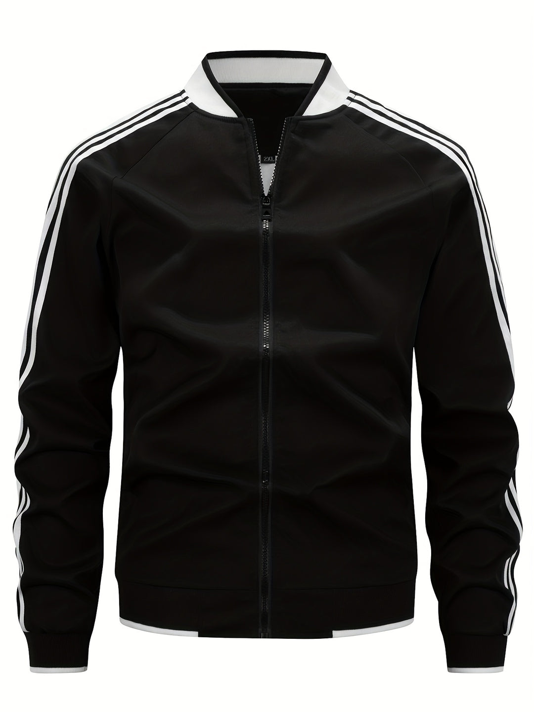 Men's Lightweight Sports Jacket | Baseball Collar & Striped Sleeves
