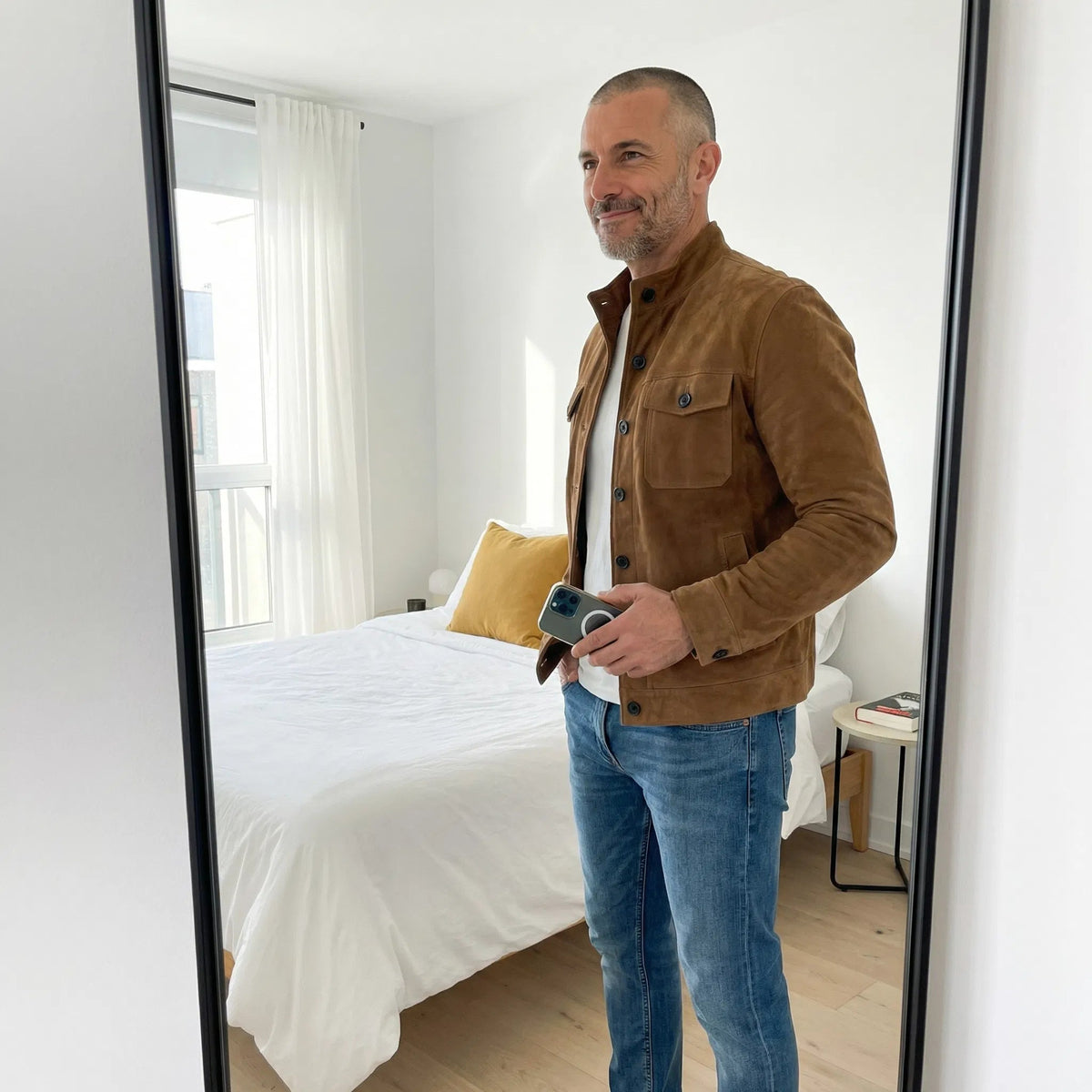 Men's Suede Jacket with Pockets | Classic Cut