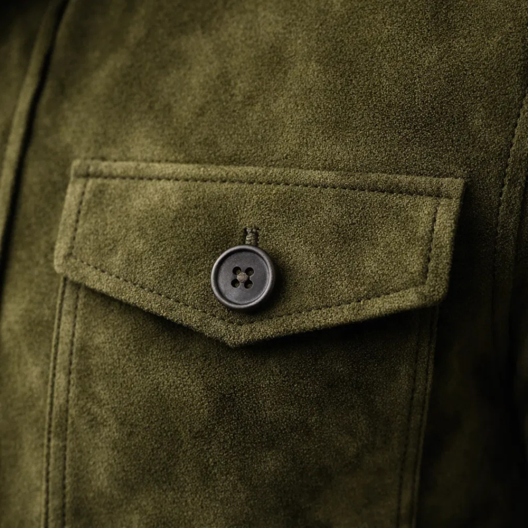 Men's Suede Jacket with Pockets | Classic Cut