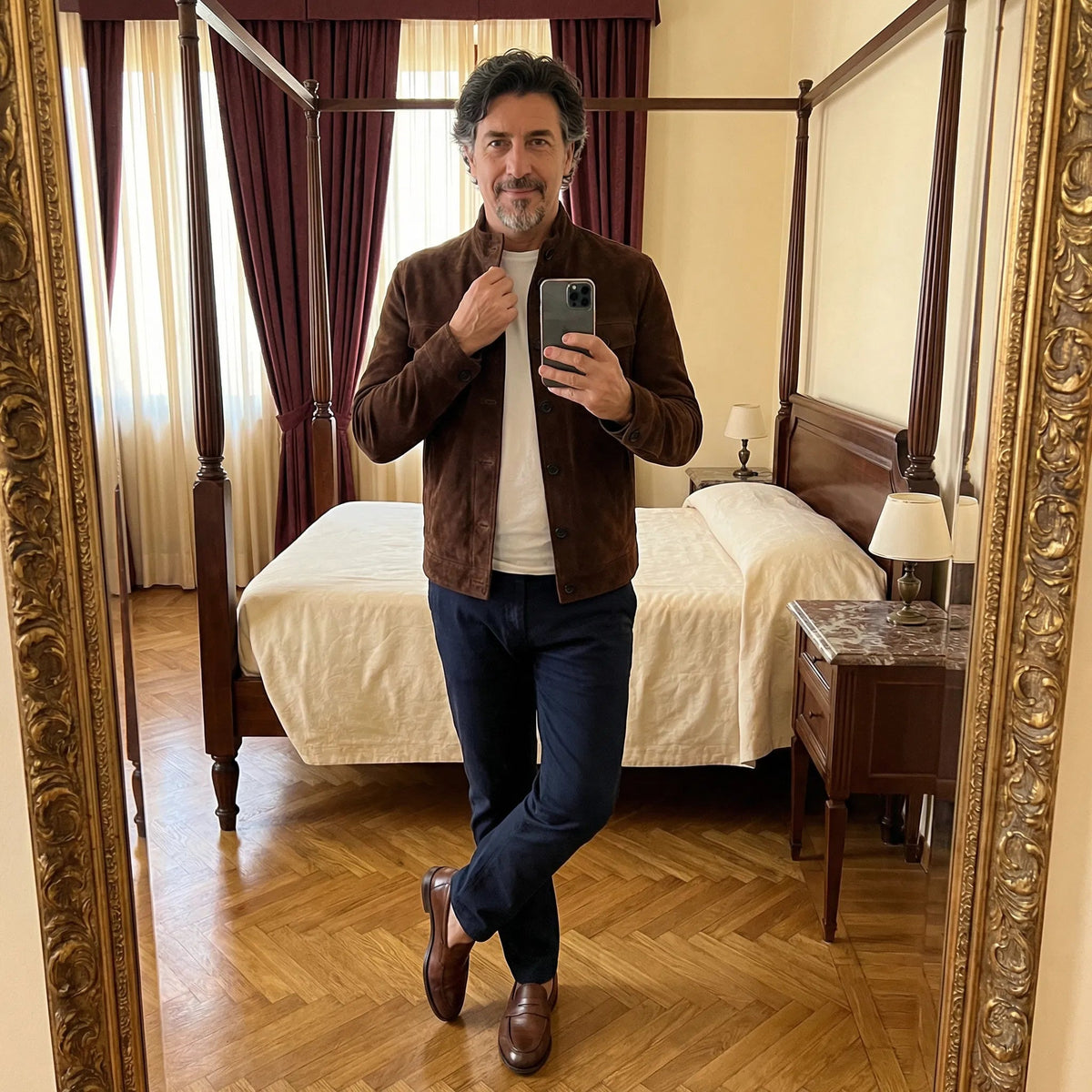 Men's Suede Jacket with Pockets | Classic Cut