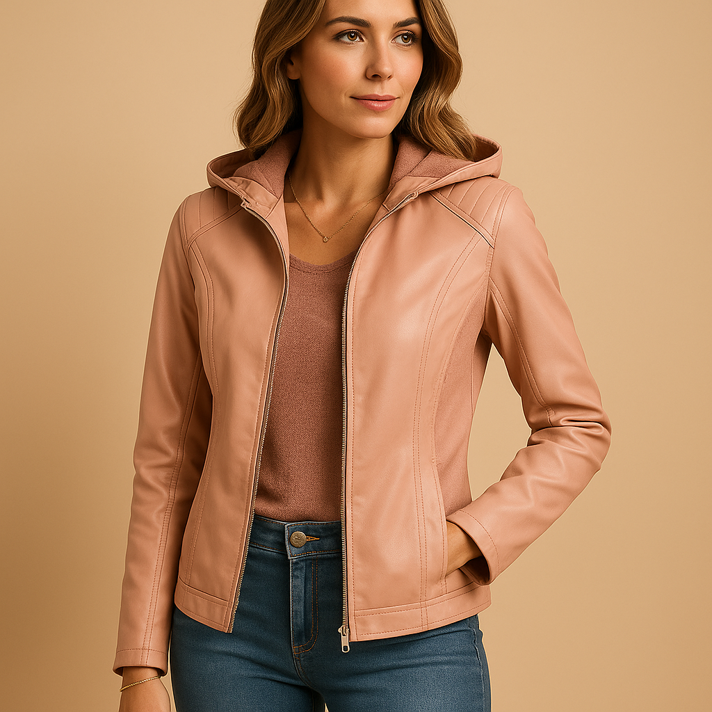 Jacket with Detachable Hood and Gold Zips