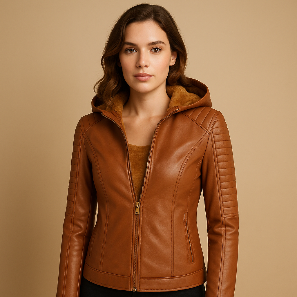 Jacket with Detachable Hood and Gold Zips