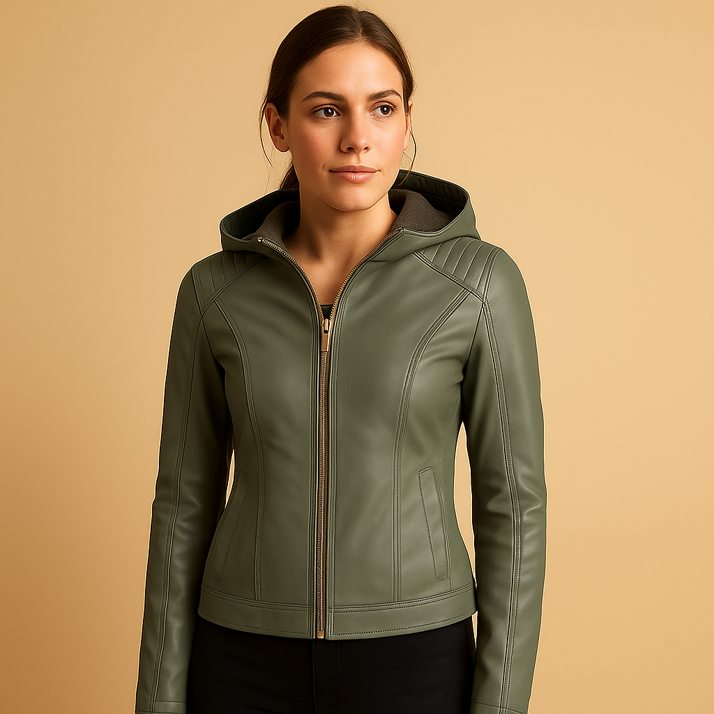 Jacket with Detachable Hood and Gold Zips
