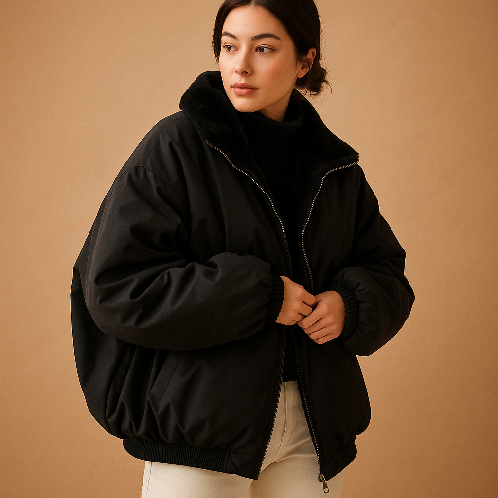 Short Winter Coat with Detachable Hood