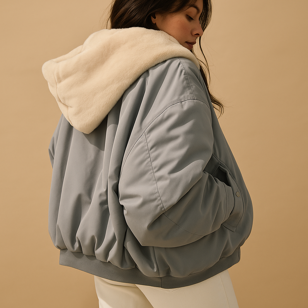 Short Winter Coat with Detachable Hood