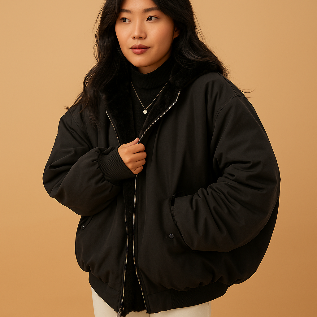Short Winter Coat with Detachable Hood