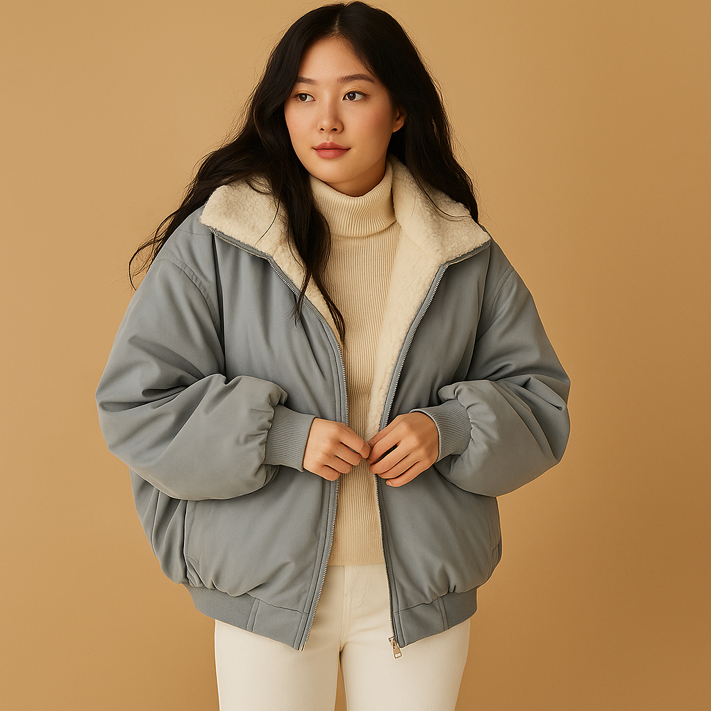 Short Winter Coat with Detachable Hood