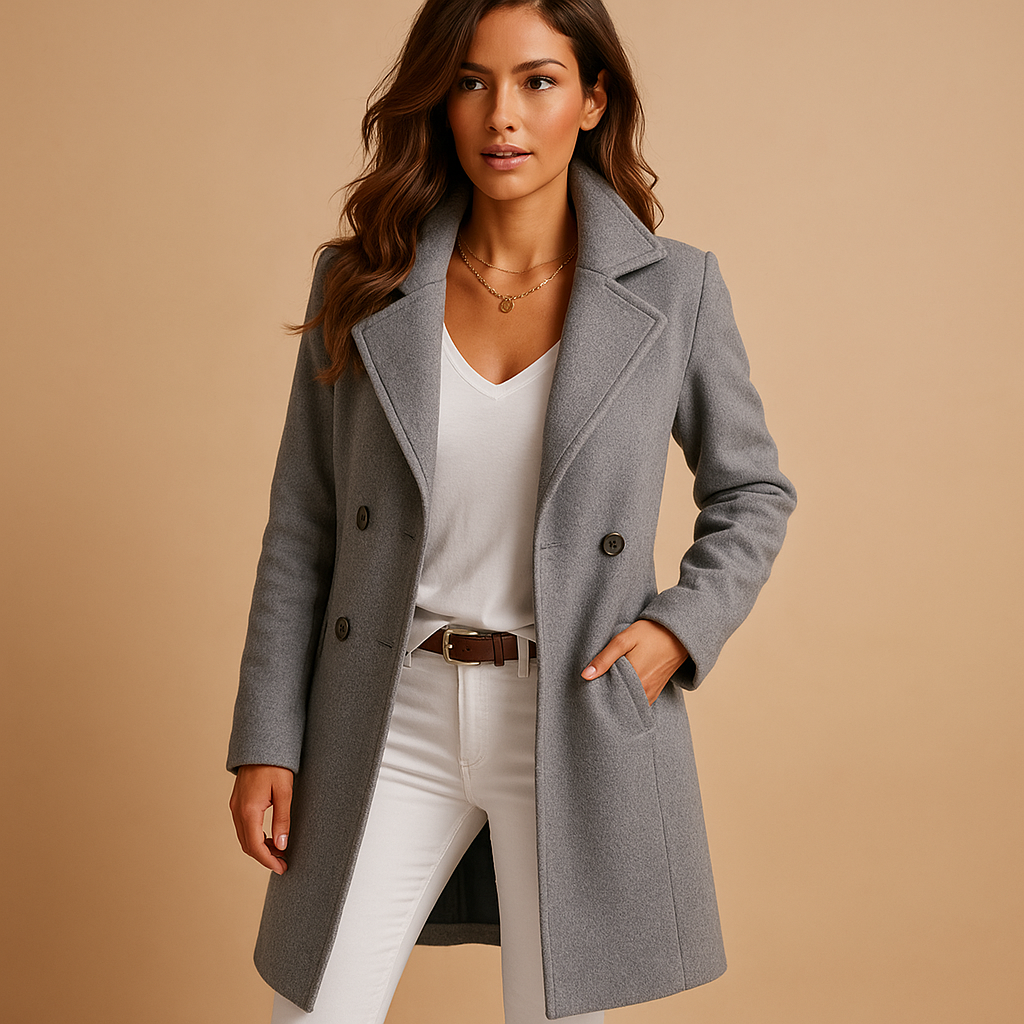 Long Button-Up Coat with Classic Collar