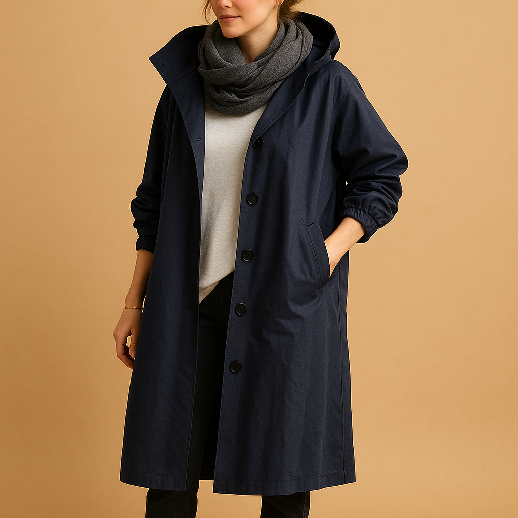 Long Waterproof Rain Coat with Belt