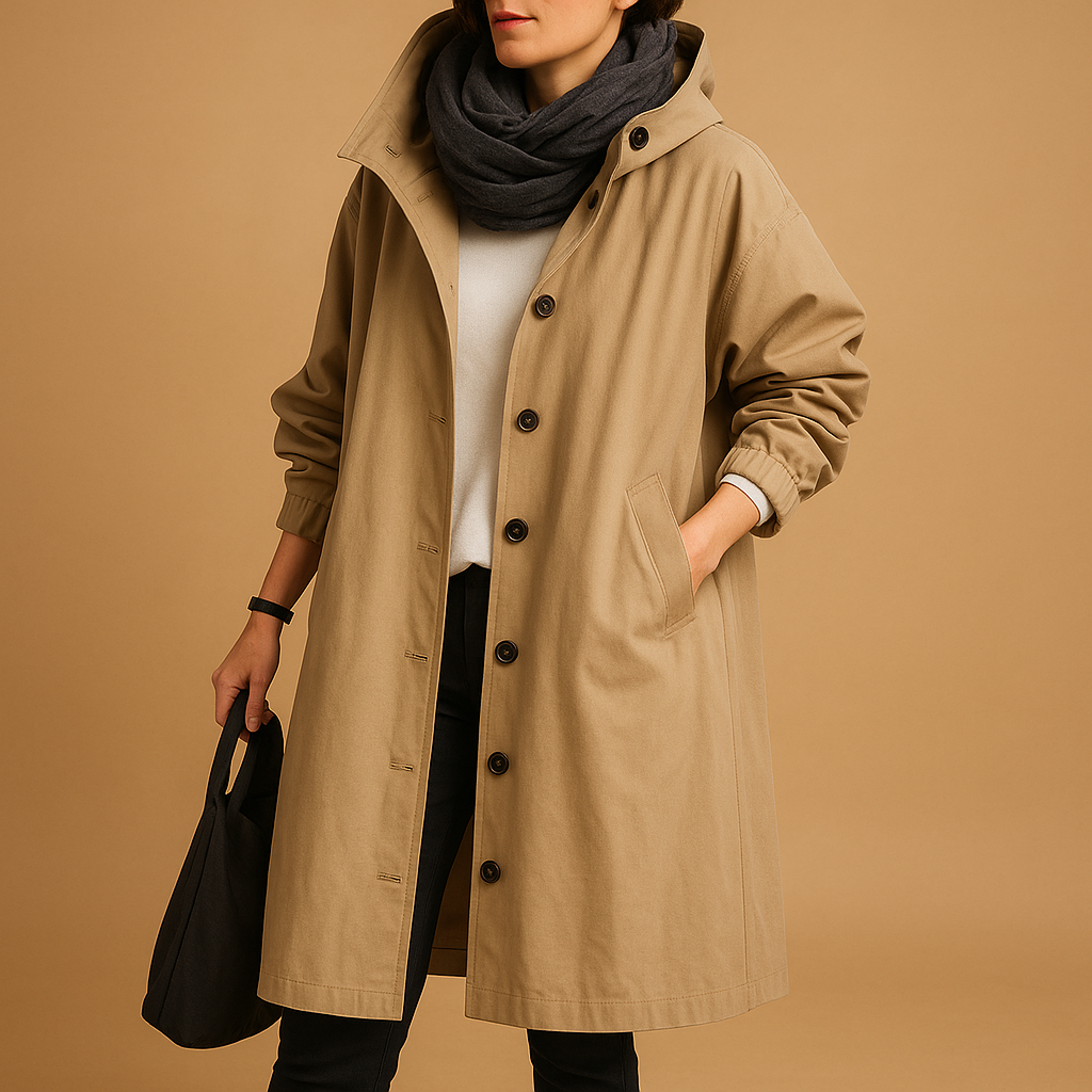Long Waterproof Rain Coat with Belt