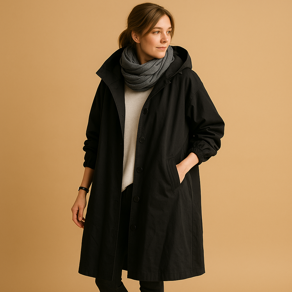Long Waterproof Rain Coat with Belt