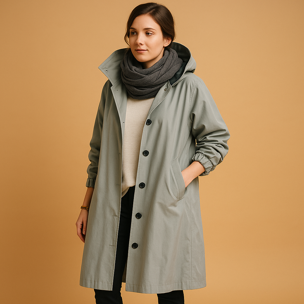 Long Waterproof Rain Coat with Belt
