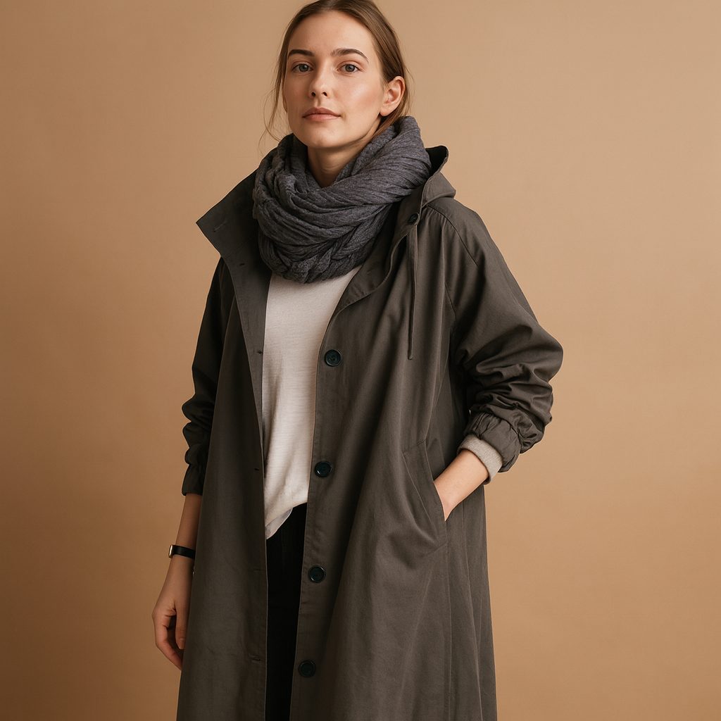 Long Waterproof Rain Coat with Belt