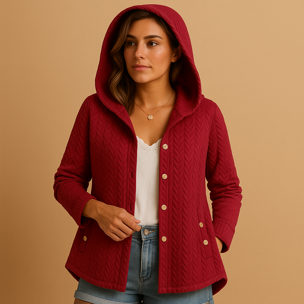 Long Hooded Winter Coat with Buttons