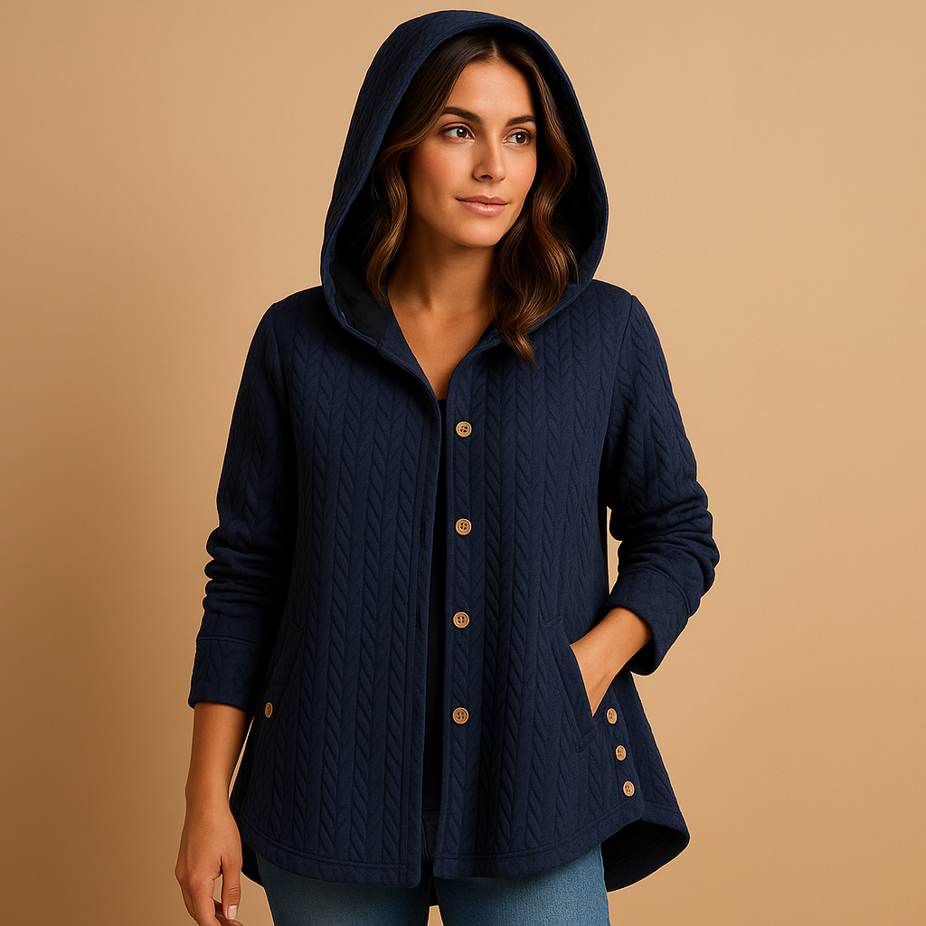 Long Hooded Winter Coat with Buttons