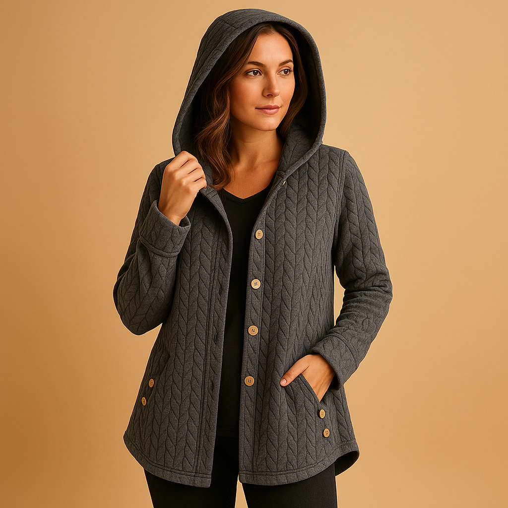 Long Hooded Winter Coat with Buttons