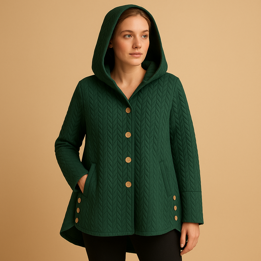 Long Hooded Winter Coat with Buttons